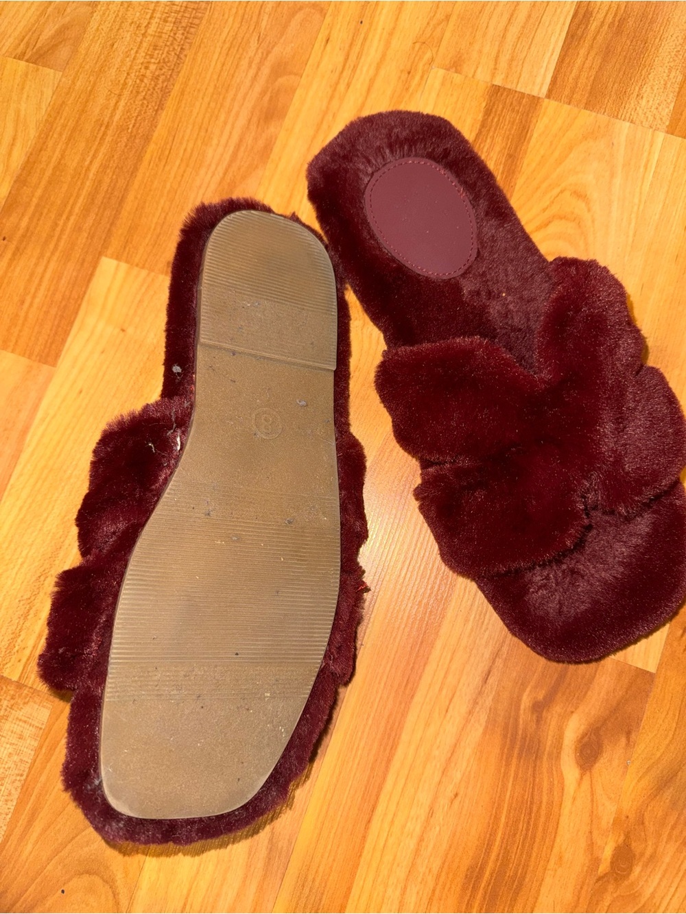 a new day Plush Faux-Fur Slide Slippers - Burgundy - Picture 2 of 3